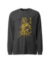 Samurai Sumi-e Japanese Ink Painting Unisex Long Sleeve Tee Dark Grey Heather - Samurai Original