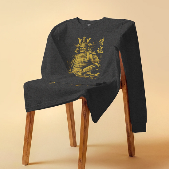 Samurai Sumi-e Japanese Ink Painting Unisex Long Sleeve Tee - Samurai Original