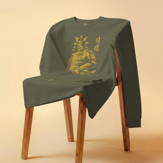 Samurai Sumi-e Japanese Ink Painting Unisex Long Sleeve Tee - Samurai Original