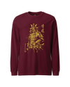 Samurai Sumi-e Japanese Ink Painting Unisex Long Sleeve Tee Maroon - Samurai Original