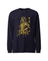 Samurai Sumi-e Japanese Ink Painting Unisex Long Sleeve Tee Navy - Samurai Original