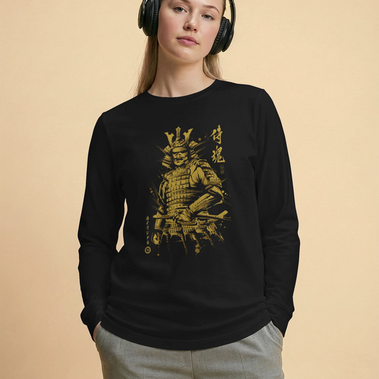 Samurai Sumi-e Japanese Ink Painting Unisex Long Sleeve Tee - Samurai Original