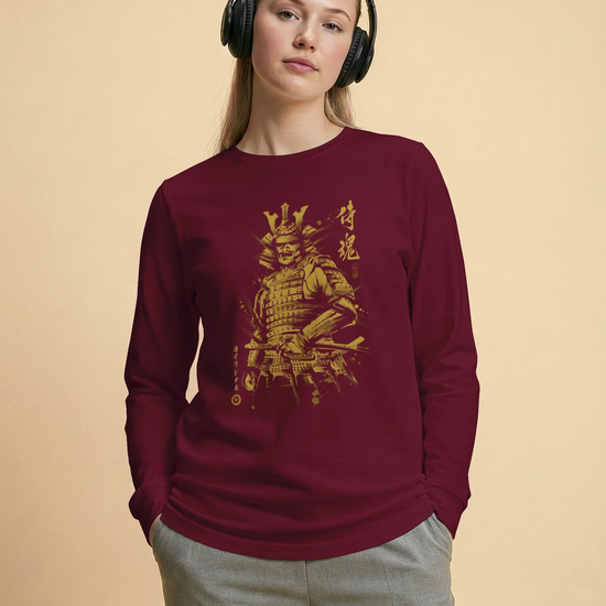 Samurai Sumi-e Japanese Ink Painting Unisex Long Sleeve Tee - Samurai Original