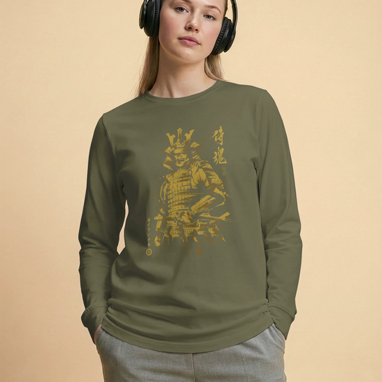 Samurai Sumi-e Japanese Ink Painting Unisex Long Sleeve Tee - Samurai Original