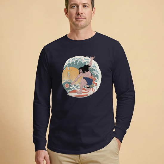 Samurai Surfing 2 Water Sport Ukiyo-e Unisex Unisex Long Sleeve Tee - Samurai Original