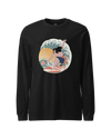 Samurai Surfing 2 Water Sport Ukiyo-e Unisex Unisex Long Sleeve Tee Black - Samurai Original