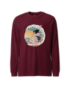 Samurai Surfing 2 Water Sport Ukiyo-e Unisex Unisex Long Sleeve Tee Maroon - Samurai Original