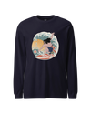 Samurai Surfing 2 Water Sport Ukiyo-e Unisex Unisex Long Sleeve Tee Navy - Samurai Original
