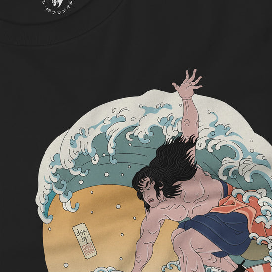 Samurai Surfing 2 Water Sport Ukiyo-e Unisex Unisex Long Sleeve Tee - Samurai Original