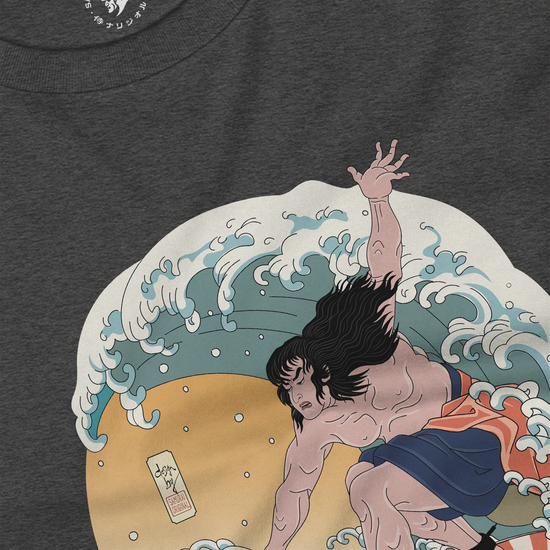 Samurai Surfing 2 Water Sport Ukiyo-e Unisex Unisex Long Sleeve Tee - Samurai Original