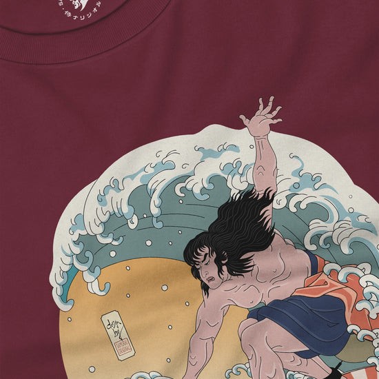 Samurai Surfing 2 Water Sport Ukiyo-e Unisex Unisex Long Sleeve Tee - Samurai Original