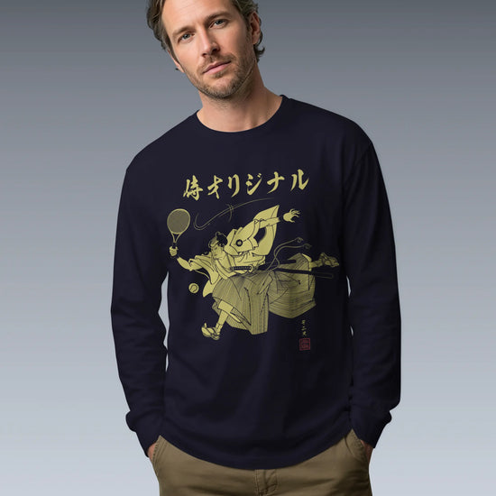 Samurai Tennis Japanese Ukiyo-e Unisex Long Sleeve Tee No.3 - Samurai Original
