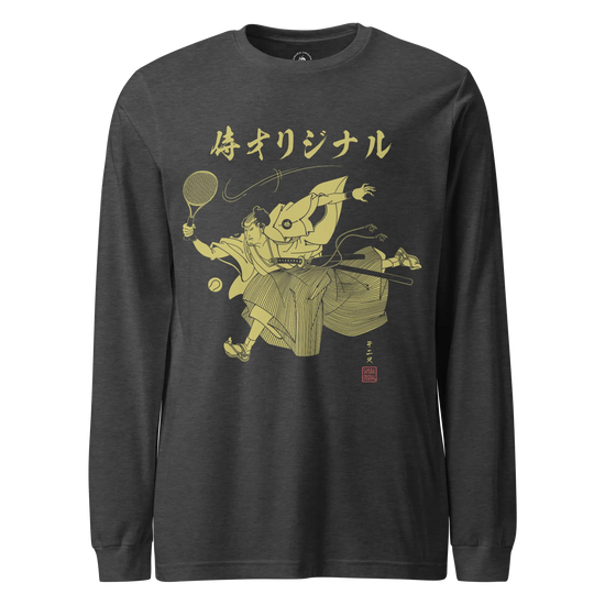 Samurai Tennis Japanese Ukiyo-e Unisex Long Sleeve Tee No.3 Dark Grey Heather - Samurai Original