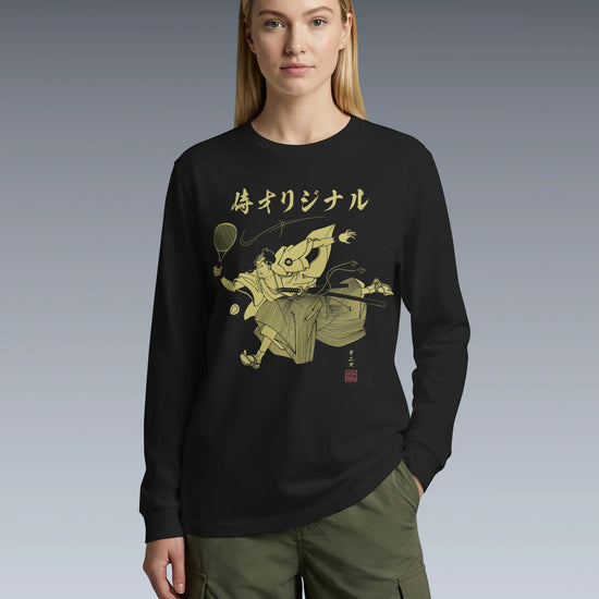 Samurai Tennis Japanese Ukiyo-e Unisex Long Sleeve Tee No.3 - Samurai Original