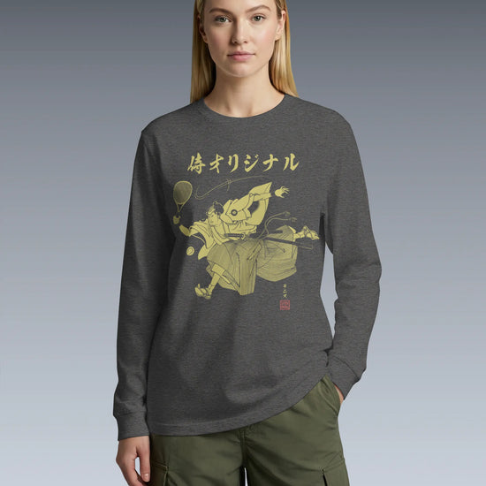 Samurai Tennis Japanese Ukiyo-e Unisex Long Sleeve Tee No.3 - Samurai Original