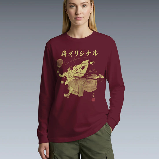 Samurai Tennis Japanese Ukiyo-e Unisex Long Sleeve Tee No.3 - Samurai Original