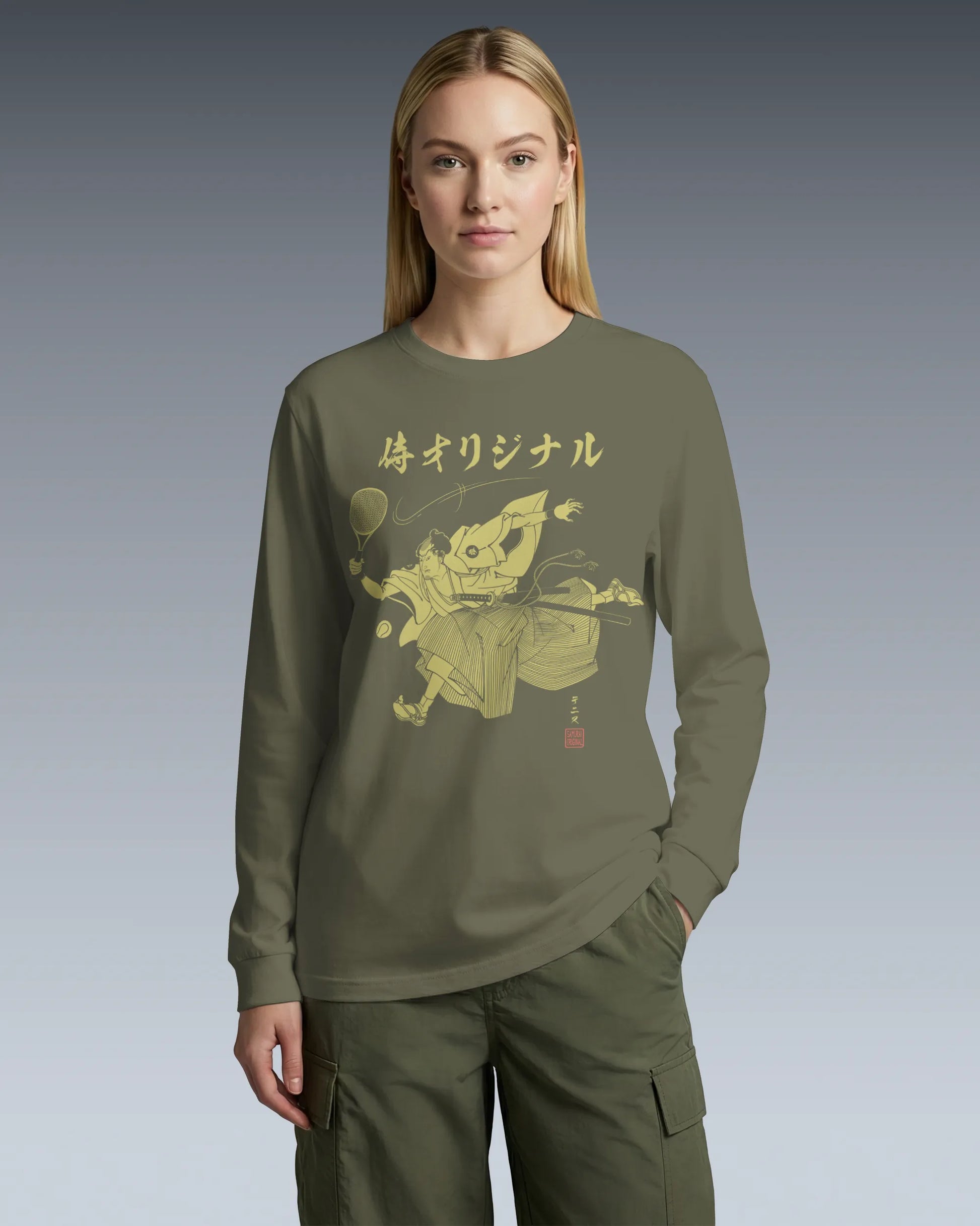 Samurai Tennis Japanese Ukiyo-e Unisex Long Sleeve Tee No.3 - Samurai Original