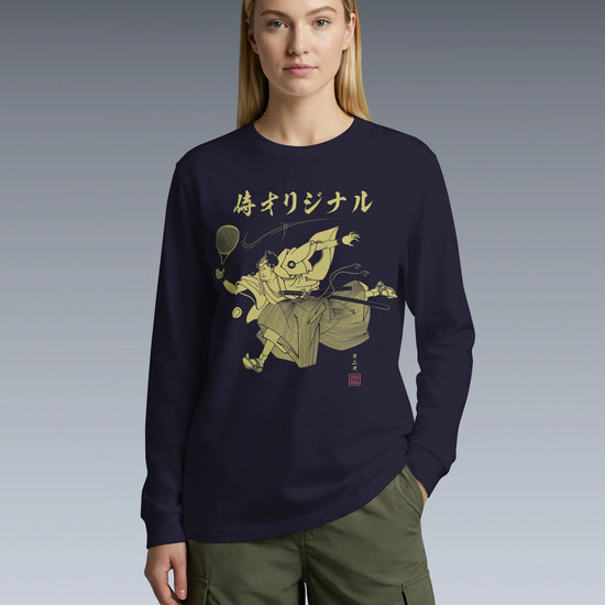 Samurai Tennis Japanese Ukiyo-e Unisex Long Sleeve Tee No.3 - Samurai Original
