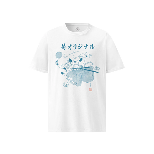 Samurai Tennis Japanese Ukiyo-e Unisex Organic T-shirt No.3