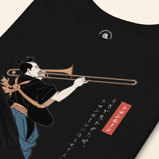 Samurai Trombone Japanese Ukiyo-e Unisex Long Sleeve Tee No.2 - Samurai Original