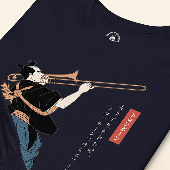 Samurai Trombone Japanese Ukiyo-e Unisex Long Sleeve Tee No.2 - Samurai Original