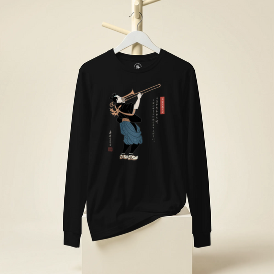 Samurai Trombone Japanese Ukiyo-e Unisex Long Sleeve Tee No.2 - Samurai Original