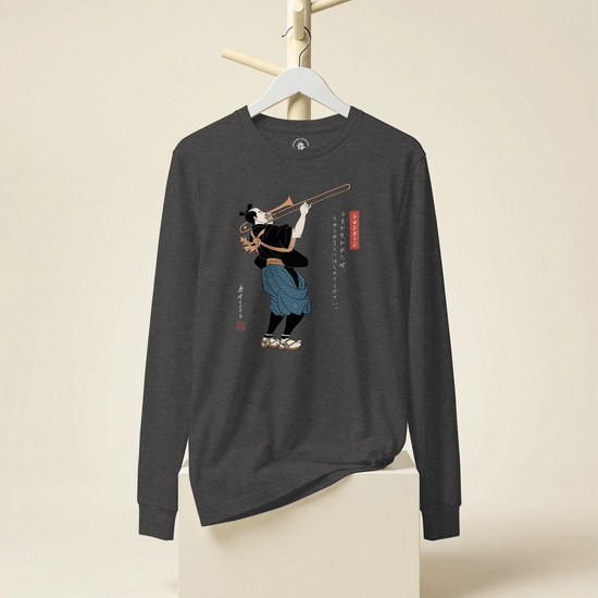 Samurai Trombone Japanese Ukiyo-e Unisex Long Sleeve Tee No.2 - Samurai Original
