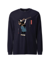 Samurai Trombone Japanese Ukiyo-e Unisex Long Sleeve Tee No.2 Navy - Samurai Original