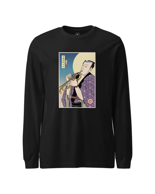 Samurai Trumpet Brass Instrument Ukiyo-e Unisex Long Sleeve Tee