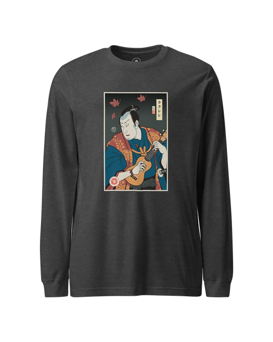 Samurai Ukulele String Instrument Ukiyo-e Unisex Long Sleeve Tee