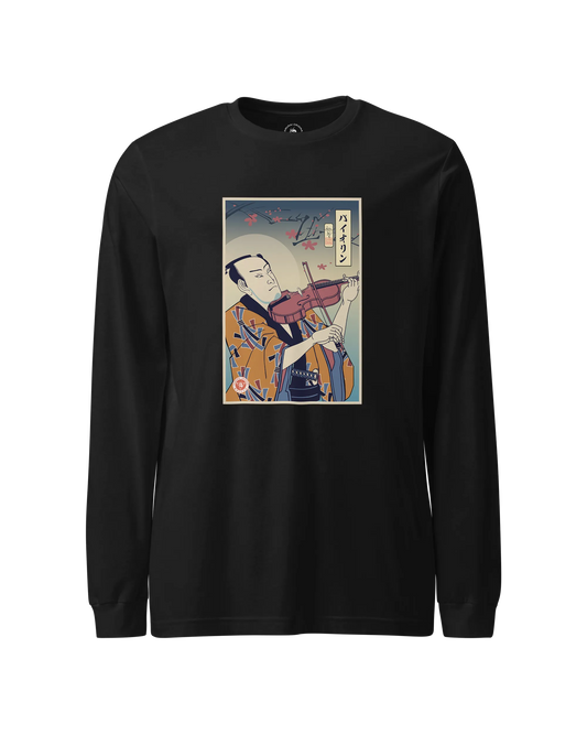 Samurai Violin Music Lover Ukiyo-e Unisex Long Sleeve Tee