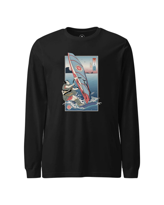 Samurai Windsurfing Extreme Sport Ukiyo-e Unisex Long Sleeve Tee