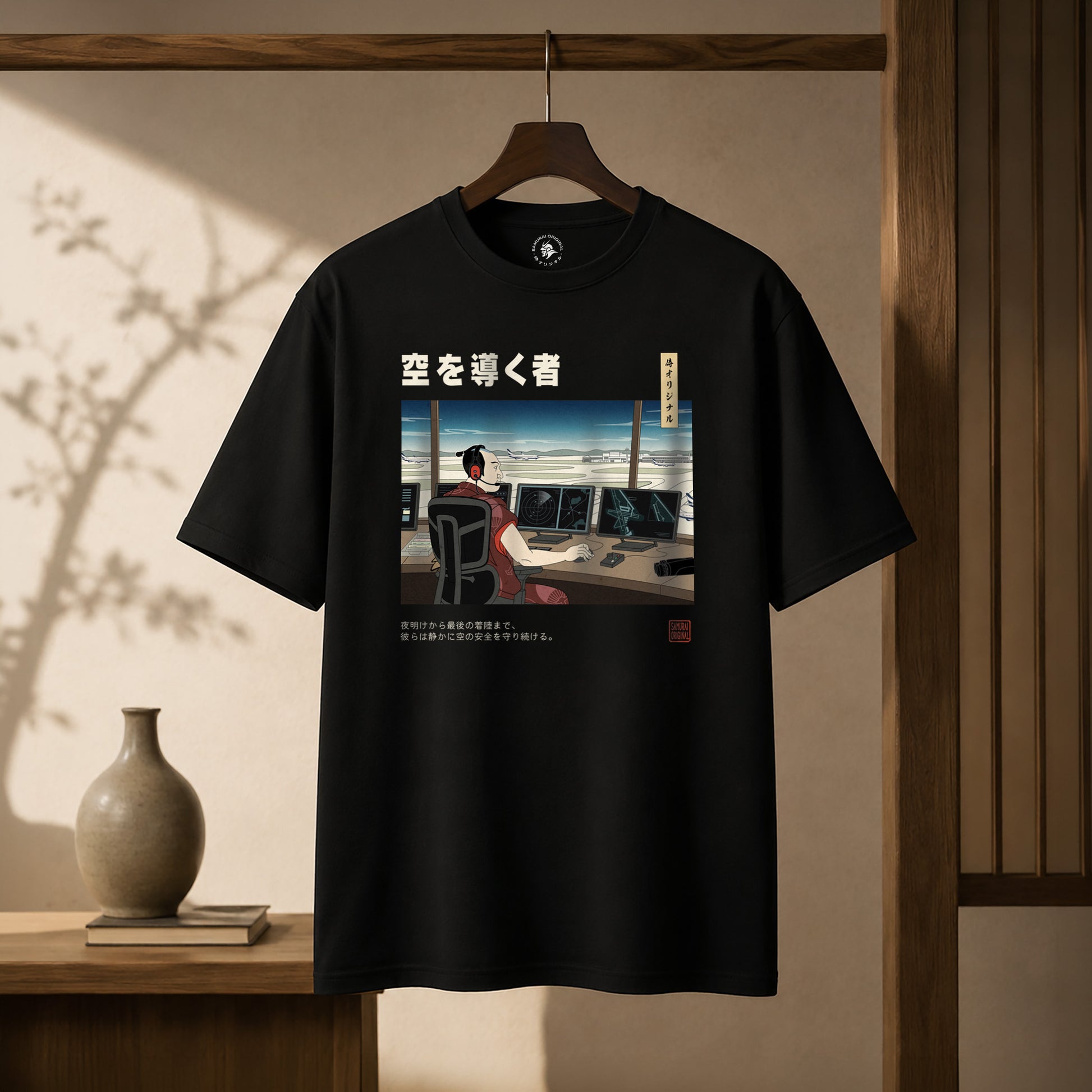 Samurai Air Traffic Controller Ukiyo-e Organic T-shirt - Samurai Original