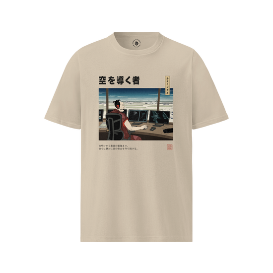 Samurai Air Traffic Controller Ukiyo-e Organic T-shirt Desert Dust - Samurai Original