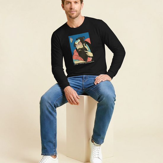Samurai & Beard Japanese Ukiyo-e Unisex Long Sleeve Tee - Samurai Original