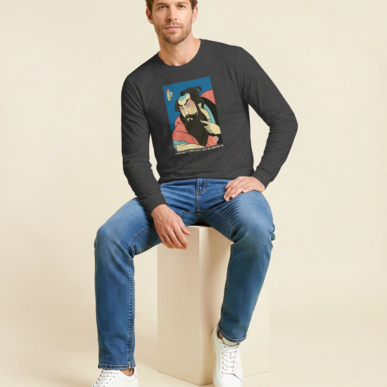 Samurai & Beard Japanese Ukiyo-e Unisex Long Sleeve Tee - Samurai Original