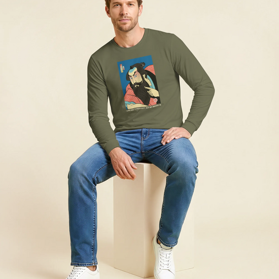 Samurai & Beard Japanese Ukiyo-e Unisex Long Sleeve Tee - Samurai Original