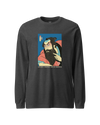 Samurai & Beard Japanese Ukiyo-e Unisex Long Sleeve Tee Dark Grey Heather - Samurai Original