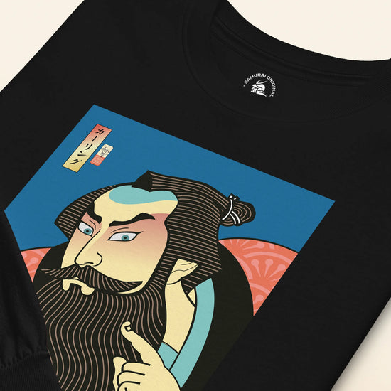 Samurai & Beard Japanese Ukiyo-e Unisex Long Sleeve Tee - Samurai Original
