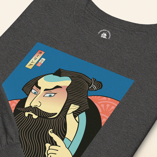 Samurai & Beard Japanese Ukiyo-e Unisex Long Sleeve Tee - Samurai Original