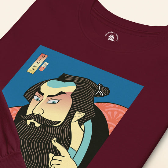 Samurai & Beard Japanese Ukiyo-e Unisex Long Sleeve Tee - Samurai Original