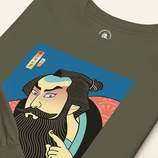 Samurai & Beard Japanese Ukiyo-e Unisex Long Sleeve Tee - Samurai Original