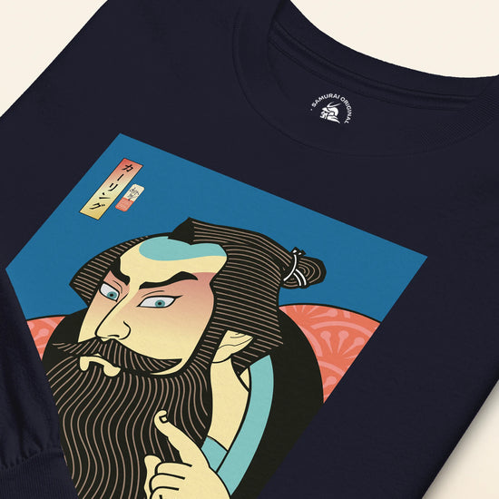 Samurai & Beard Japanese Ukiyo-e Unisex Long Sleeve Tee - Samurai Original