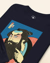 Samurai & Beard Japanese Ukiyo-e Unisex Long Sleeve Tee - Samurai Original