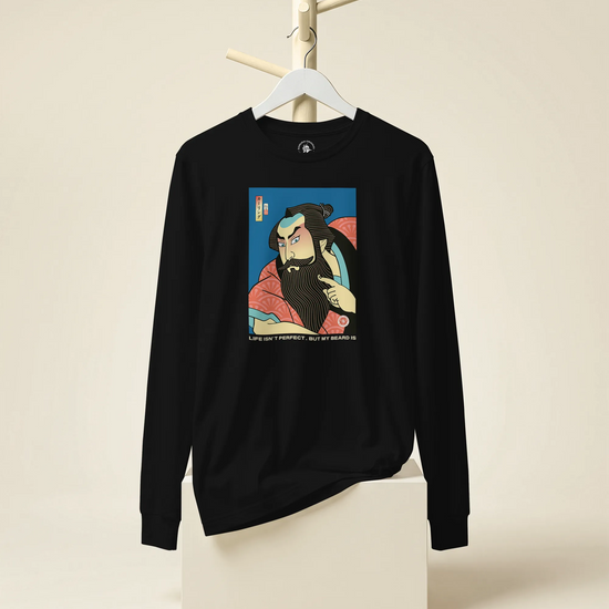 Samurai & Beard Japanese Ukiyo-e Unisex Long Sleeve Tee - Samurai Original