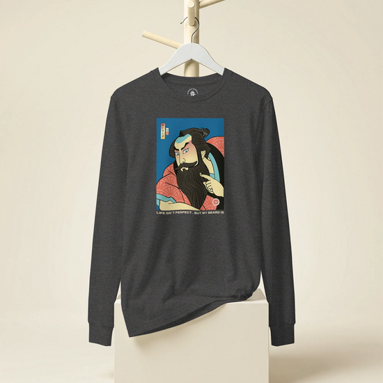 Samurai & Beard Japanese Ukiyo-e Unisex Long Sleeve Tee - Samurai Original