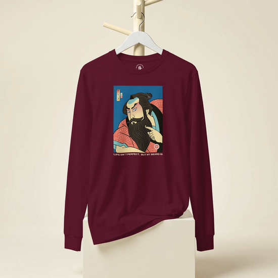 Samurai & Beard Japanese Ukiyo-e Unisex Long Sleeve Tee - Samurai Original