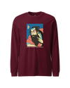 Samurai & Beard Japanese Ukiyo-e Unisex Long Sleeve Tee Maroon - Samurai Original