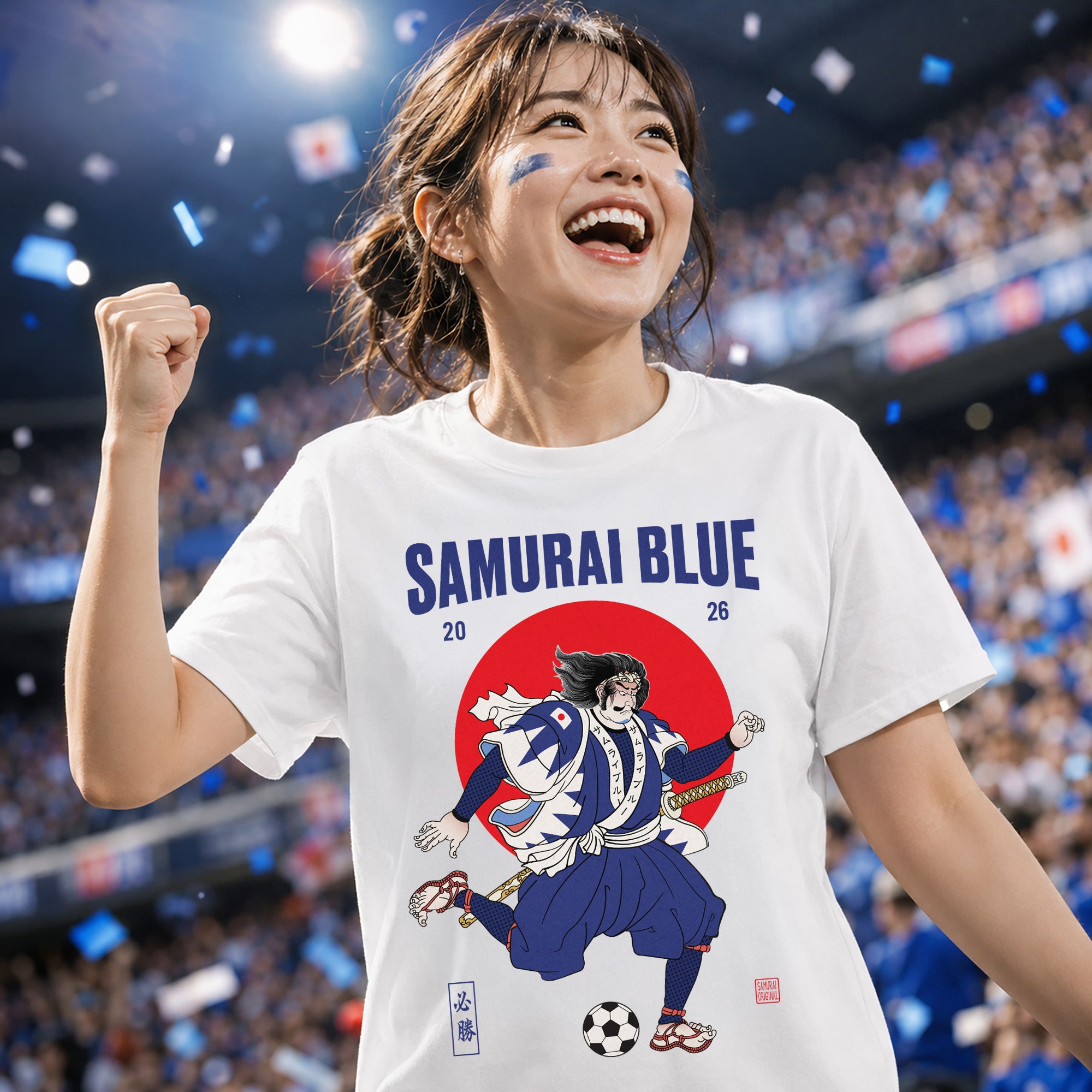Samurai Blue 2026 Football Ukiyo-e Organic T-shirt | Samurai Original