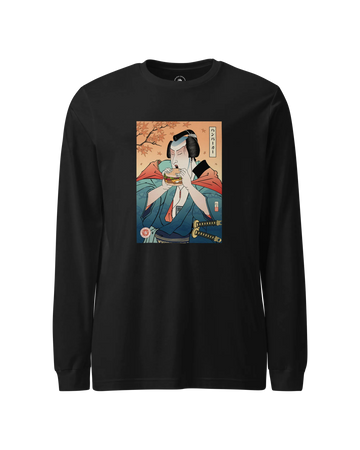 Samurai & Burger Fast Food Japanese Ukiyo-e Unisex Long Sleeve Tee